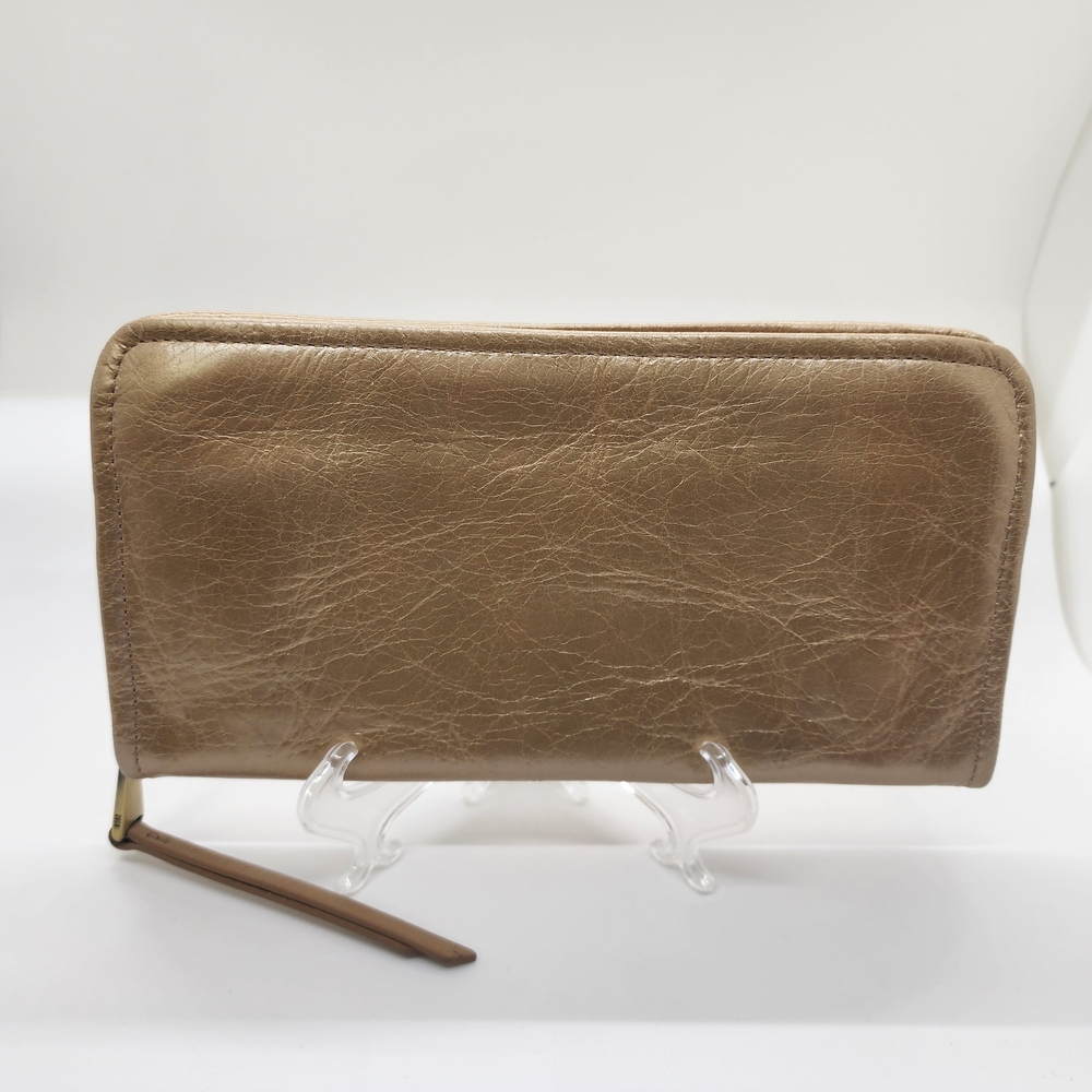 Golden Tan Leather Zip HOBO Brand Wallet